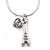 Crystal Eiffel Tower & Heart Pendant With Silver Tone Snake Chain - 40cm Length/ 4cm Extension - view 2
