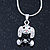 Small Crystal, Black Enamel Puppy Pendant With Silver Tone Snake Chain - 40cm Length/ 4cm Extension - view 9