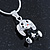 Small Crystal, Black Enamel Puppy Pendant With Silver Tone Snake Chain - 40cm Length/ 4cm Extension - view 2