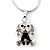 Small Crystal, Black Enamel Puppy Pendant With Silver Tone Snake Chain - 40cm Length/ 4cm Extension