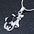 Silver Tone Crystal 'Two Cats' Pendant With Snake Chain - 40cm Length/ 5cm Extension - view 8