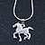 Silver Tone Clear Crystal 'Horse' Pendant With Snake Chain - 40cm Length/ 5cm Extension - view 2