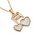Crystal, Glittering Musical Note/ Double Heart Pendant With Gold Tone Chain - 42cm Length - view 2