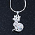 Crystal Kitty Pendant With Silver Tone Snake Chain - 40cm Length/ 4cm Extension - view 3