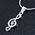Small Crystal Treble Clef Pendant With Silver Tone Snake Chain - 40cm Length/ 4cm Extension - view 7