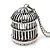 Vintage Inspired Bird Cage Pendant With Long Silver Tone Chain - 80cm Length - view 2