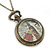 Antique Bronze Tone Big Ben & Roses Motif Quartz Pocket Watch Pendant Necklace - 45mm D/ 80cm L - view 6