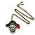 Crystal Skull In The Pirate Hat Pendant With Long Bronze Tone Chain - 80cm Length - view 3