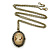 Brass Cameo Pendant/ Locket/ Watch With Long Chain - 80cm Length (Quartz Clock) - view 4
