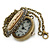 Brass Cameo Pendant/ Locket/ Watch With Long Chain - 80cm Length (Quartz Clock) - view 3