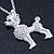 Clear Crystal Poodle Pendant With Silver Tone Chain - 44cm Length/ 4cm Extension - view 4