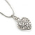 Silver Tone Crystal Heart Pendant With Snake Chain - 38cm Length/ 6cm Extension - view 7