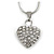 Silver Tone Crystal Heart Pendant With Snake Chain - 38cm Length/ 6cm Extension