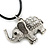 Clear Crystal Elephant Pendant With Black Leather Cord In Burnt Silver Tone - 40cm L/ 4cm Ext - view 7