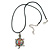 Multi Crystal Turtle Pendant With Black Leather Cord In Burnt Silver Tone - 40cm L/ 4cm Ext - view 2