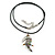 Multi Crystal Parrot Pendant With Black Leather Cord In Burnt Silver Tone - 40cm L/ 4cm Ext - view 2