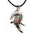 Multi Crystal Parrot Pendant With Black Leather Cord In Burnt Silver Tone - 40cm L/ 4cm Ext - view 9