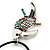 Multi Crystal Parrot Pendant With Black Leather Cord In Burnt Silver Tone - 40cm L/ 4cm Ext - view 6