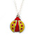 Children's/ Teen's / Kid's Yellow, Red Enamel Ladybug Pendant With Silver Tone Chain - 38cm L - view 5
