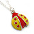 Children's/ Teen's / Kid's Yellow, Red Enamel Ladybug Pendant With Silver Tone Chain - 38cm L - view 6