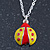 Children's/ Teen's / Kid's Yellow, Red Enamel Ladybug Pendant With Silver Tone Chain - 38cm L