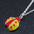 Children's/ Teen's / Kid's Yellow, Red Enamel Ladybug Pendant With Silver Tone Chain - 38cm L - view 2