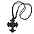 Unisex Acrylic Cross Pendant With Black Waxed Cotton Cord - Adjustable - view 3