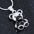 Silver Tone Black Enamel Teddy Bear Pendant With Snake Type Chain - 40cm L/ 4cm Ext - view 5