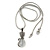 Hematite Crystal Cat's Eye Stone Kitty Pendant With Silver Tone Snake Style Chain - 42cm L - view 4