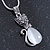 Hematite Crystal Cat's Eye Stone Kitty Pendant With Silver Tone Snake Style Chain - 42cm L - view 3