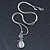 Hematite Crystal Cat's Eye Stone Kitty Pendant With Silver Tone Snake Style Chain - 42cm L - view 6