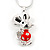 Cute Crystal Mouse Pendant With Silver Tone Snake Type Chain - 40cm L/ 5cm Ext - view 2