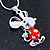 Cute Crystal Mouse Pendant With Silver Tone Snake Type Chain - 40cm L/ 5cm Ext - view 3