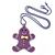 Purple Acrylic Gingerbread Pendant With Lilac Beaded Chain - 44cm L - view 3