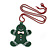 Dark Green Acrylic Gingerbread Pendant With Burgundy Beaded Chain - 44cm L - view 3