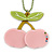 Baby Pink/ Light Green Acrylic Cherry Pendant With Green Beaded Chain - 44cm L