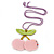 Baby Pink/ Light Green Acrylic Cherry Pendant With Lavender Beaded Chain - 44cm L - view 2