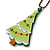Light Green Acrylic, Red Crystal 'Christmas Tree' Pendant With Burgundy Beaded Chain - 44cm L - view 2