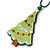 Green Acrylic, Red Crystal 'Christmas Tree' Pendant With Dark Green Beaded Chain - 44cm L - view 2