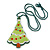 Green Acrylic, Red Crystal 'Christmas Tree' Pendant With Dark Green Beaded Chain - 44cm L - view 4