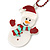 White/ Red Christmas Snowman Acrylic Pendant With Dark Red Beaded Chain - 44cm L - view 2