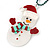 White/ Red Christmas Snowman Acrylic Pendant With Green Beaded Chain - 44cm L - view 2