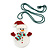 White/ Red Christmas Snowman Acrylic Pendant With Green Beaded Chain - 44cm L - view 3