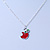 Tiny Red/ Green Apple Pendant with Silver Tone Chain - 40cm L - view 5