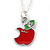 Tiny Red/ Green Apple Pendant with Silver Tone Chain - 40cm L
