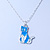 Blue/ White Enamel Kitty Pendant with Silver Tone Chain - 40cm L - view 6
