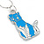 Blue/ White Enamel Kitty Pendant with Silver Tone Chain - 40cm L - view 2