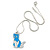 Blue/ White Enamel Kitty Pendant with Silver Tone Chain - 40cm L - view 3