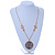 Stylish Filigree Crystal Medallion Pendant with Gold Plated Chain - 86cm L/ 3cm Ext - view 3