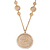 Stylish Filigree Crystal Medallion Pendant with Gold Plated Chain - 86cm L/ 3cm Ext - view 2